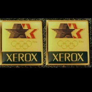 XEROX Olympic Sponsor Pin ~Lot of 2~ 1984 Los Angeles with Stars in Motion Logo